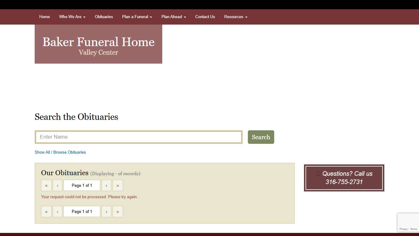 Recent Obituaries Baker Funeral Home Valley Center