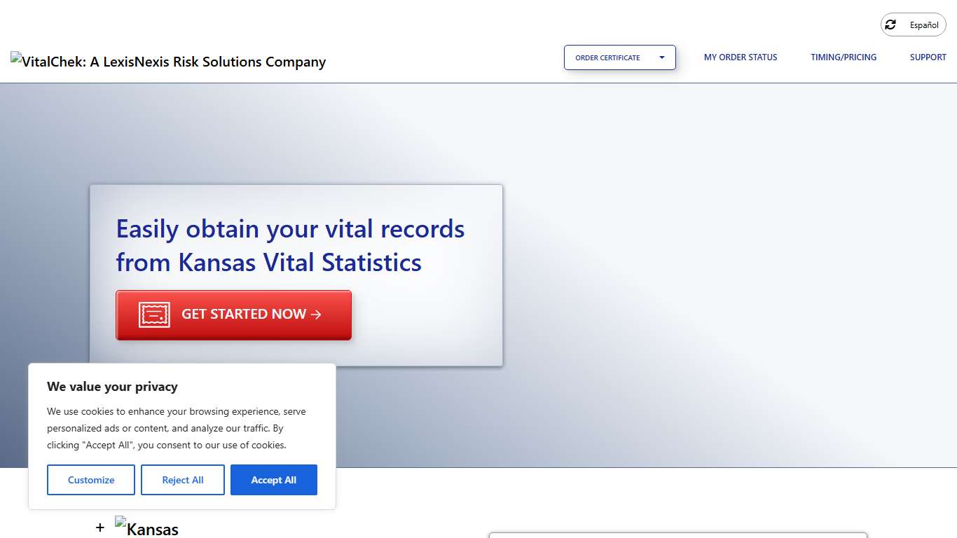 Kansas Vital Statistics (KS) Order Certificates - VitalChek