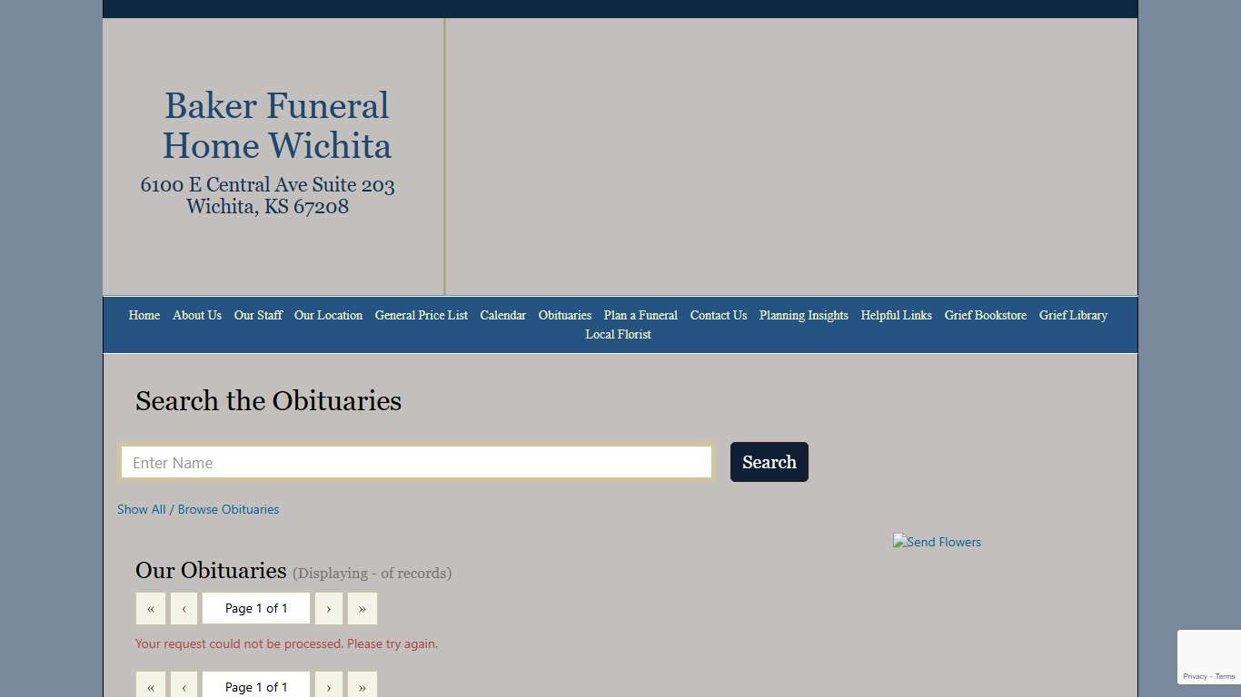 Recent Obituaries Baker Funeral Home Wichita